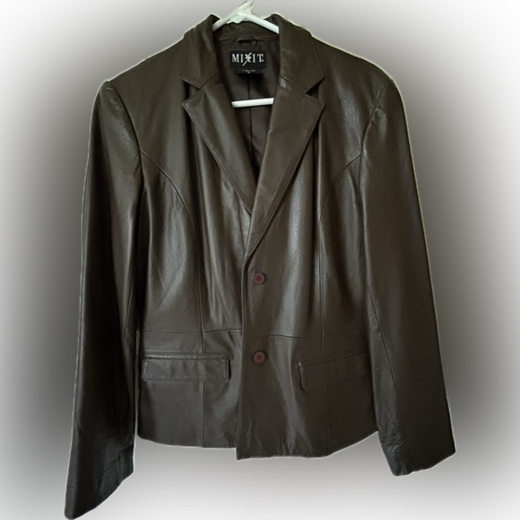 Mixit Jackets & Blazers - Chocolate brown leather jacket size 4